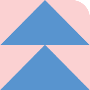 Two triangles pointing up, on top of a solid background.