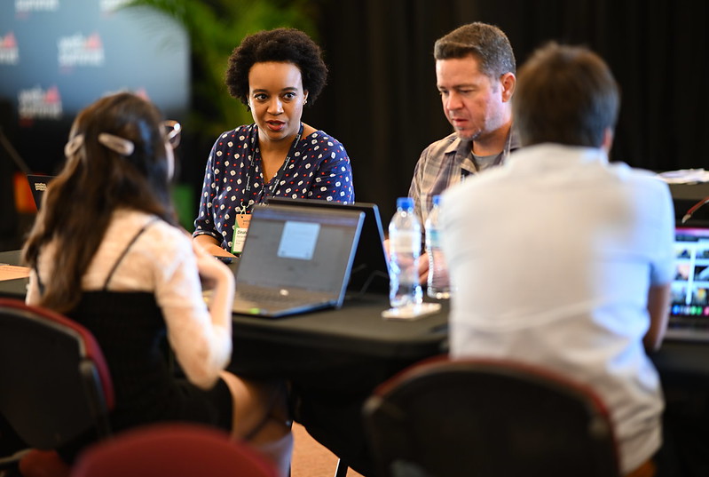 Attendees at the Media Village during day two of Web Summit Rio 2023