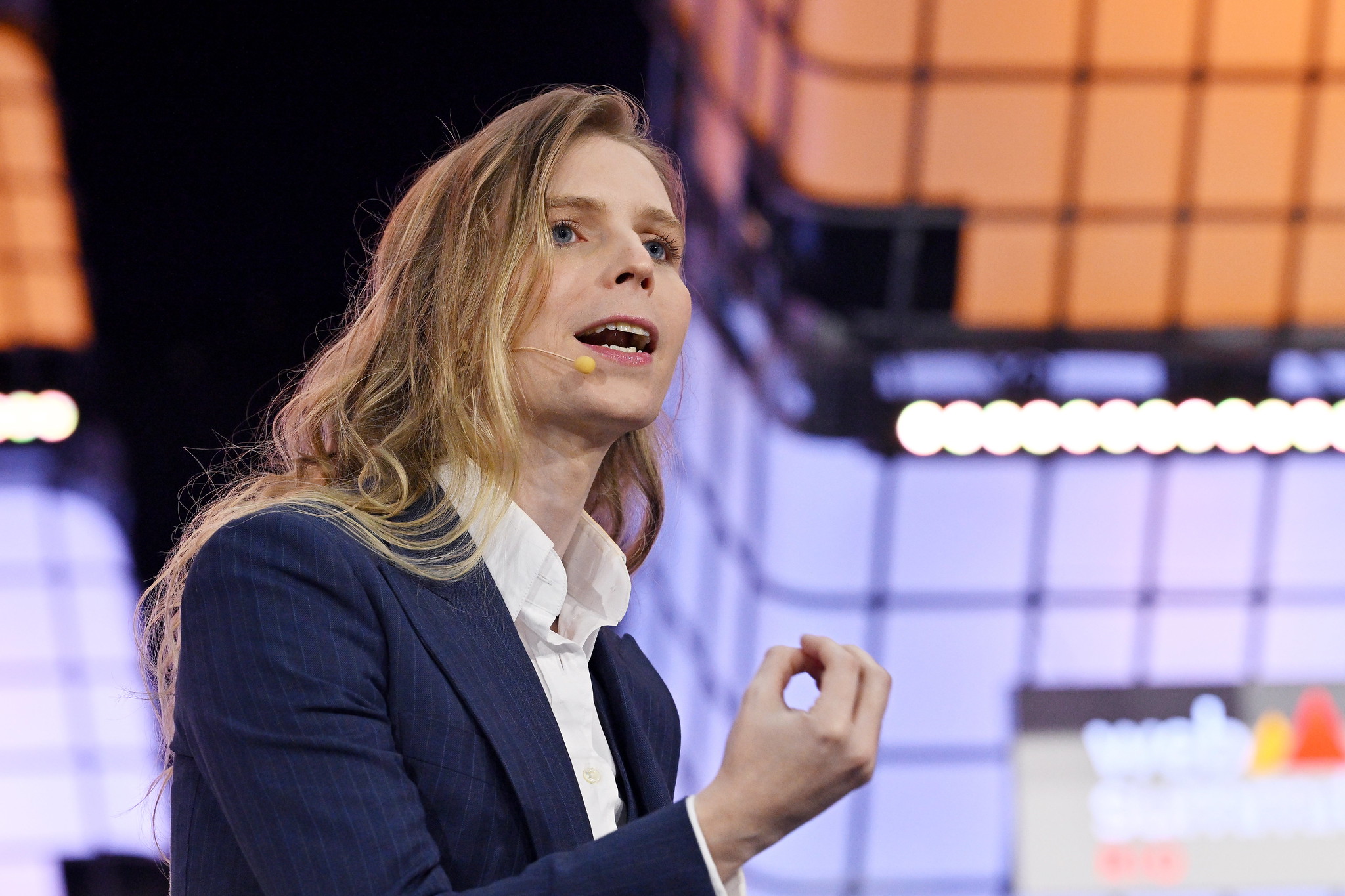 Chelsea Manning, Security Consultant, Nym, on Centre Stage during day one of Web Summit Rio 2023