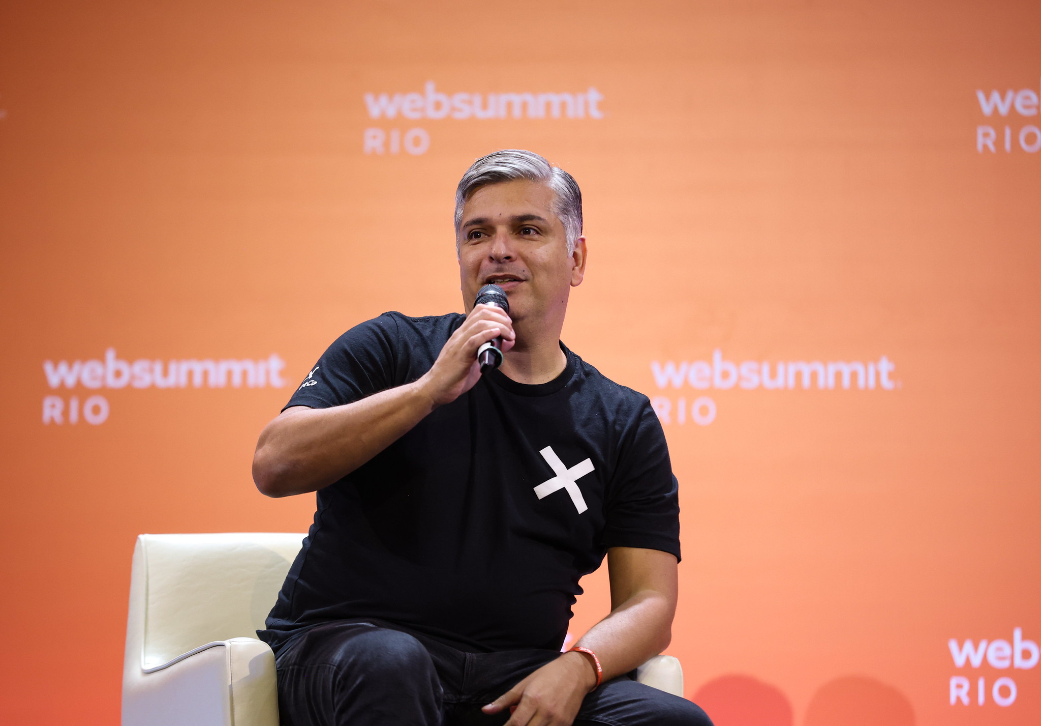 Fernando Machado, CMO, NotCo, on PANDACONF Stage during day one of Web Summit Rio 2023 at Riocentro in Rio de Janeiro, Brazil