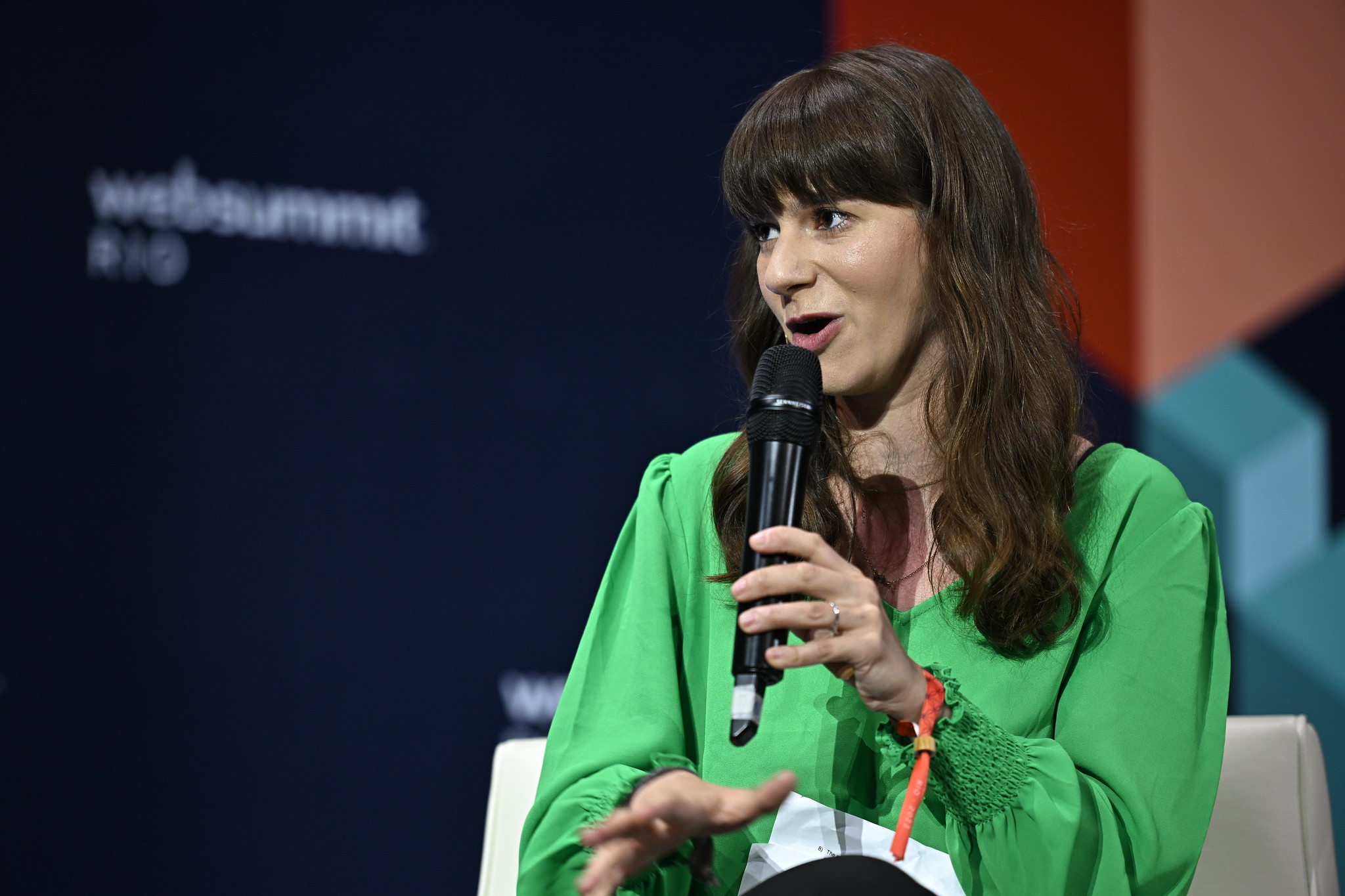 Emma Goldberg, Future of Work Reporter, The New York Times, on Corporate Innovation Summit during day one of Web Summit Rio 2023 at Riocentro in Rio de Janeiro, Brazil