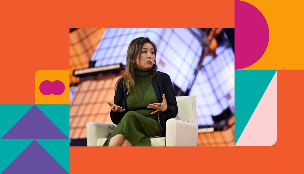 An image of Edith Yeung, general partner with Race Capital speaking at Day 1 of Web Summit Rio 2023