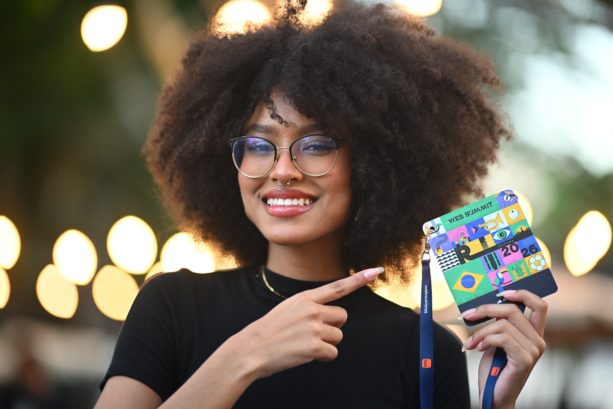 Woman attendee smiling during opening night