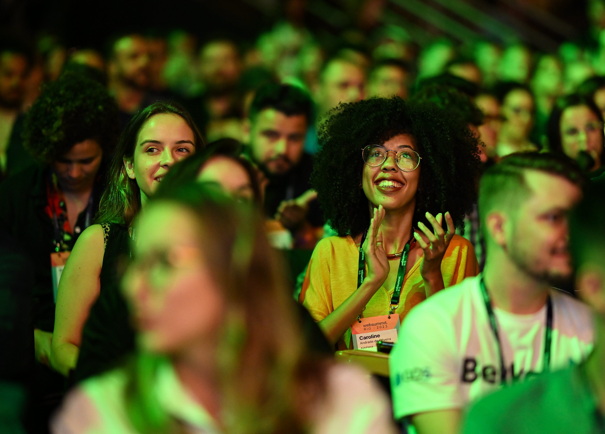 Attendees at Centre Stage during the opening night of Web Summit Rio 2023